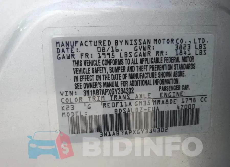 3N1AB7APXGY334302 Photo# 12