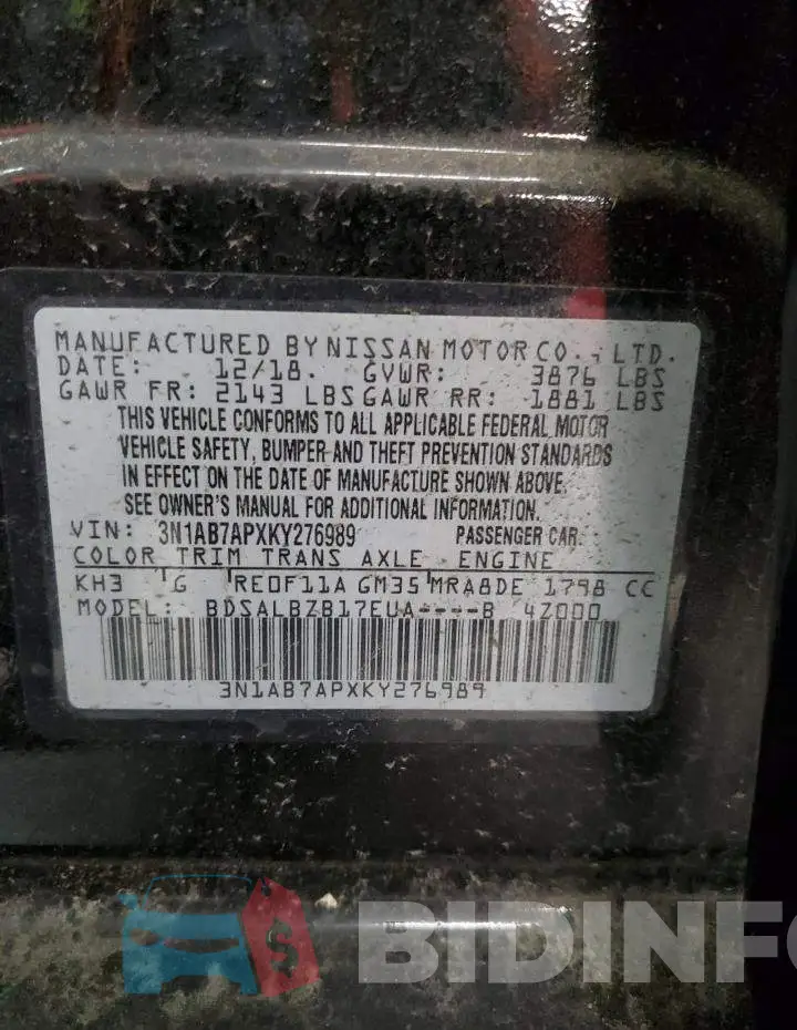 3N1AB7APXKY276989 Photo# 13