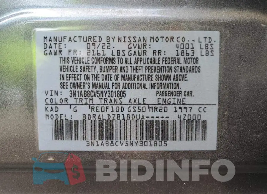 3N1AB8CV5NY301805 Photo# 12