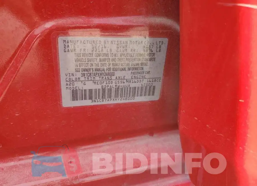 3N1CB7APXHY248000 Photo# 13