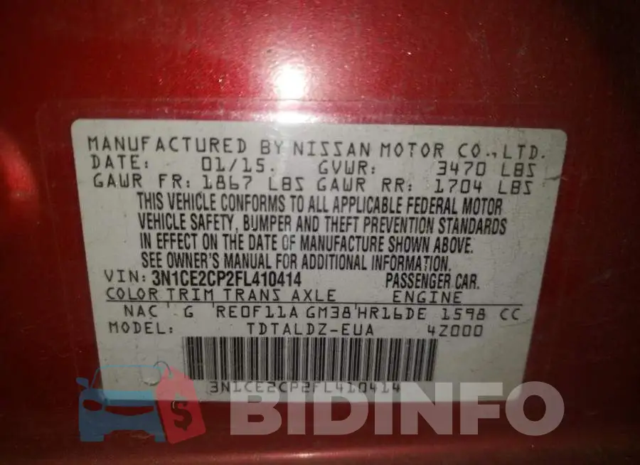 3N1CE2CP2FL410414 Photo# 12