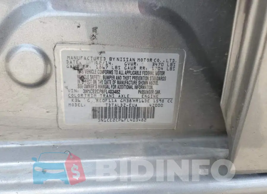 3N1CE2CP6FL403482 Photo# 13