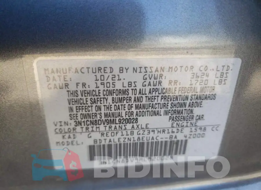 3N1CN8DV9ML920028 Photo# 12