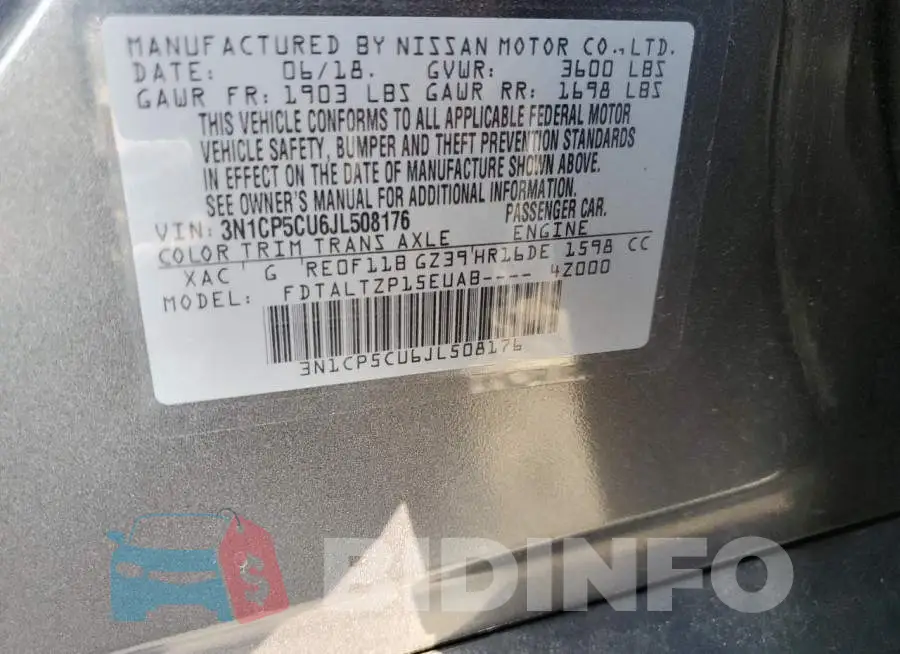 3N1CP5CU6JL508176 Photo# 12