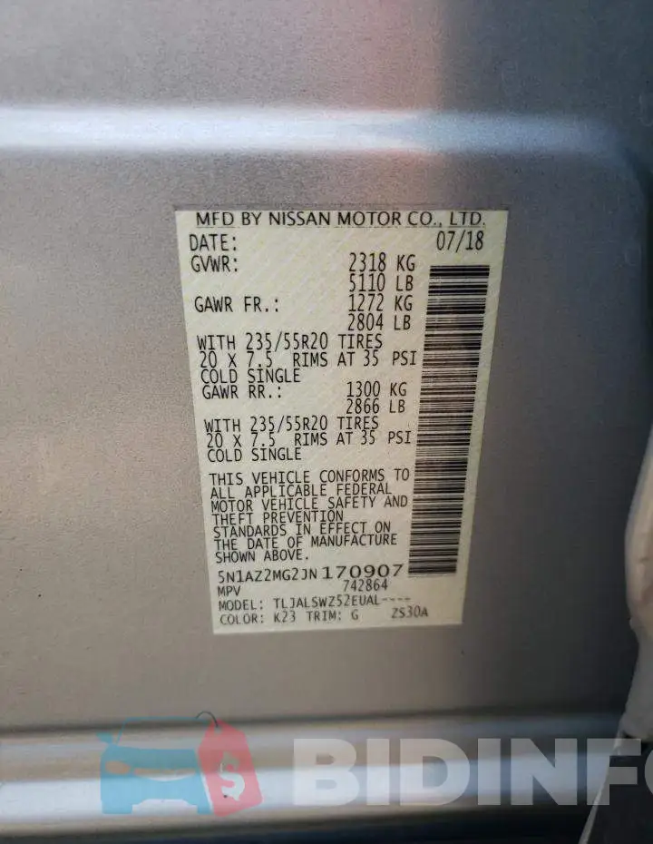 5N1AZ2MG2JN170907 Photo# 12