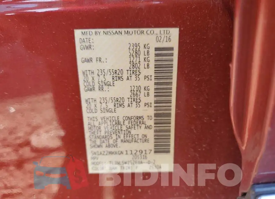 5N1AZ2MHXGN112917 Photo# 13