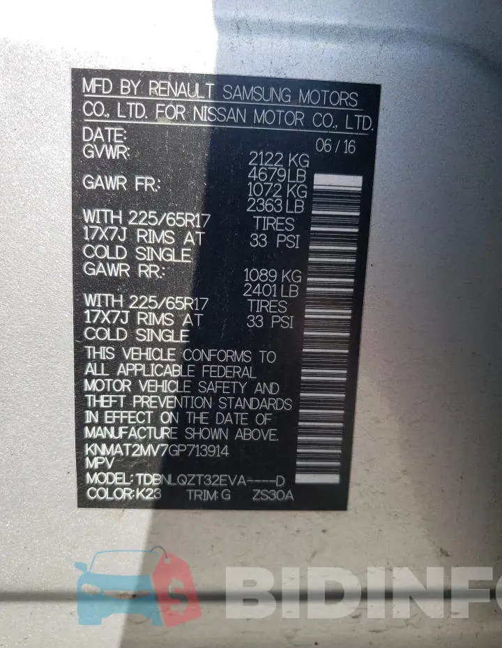 KNMAT2MV7GP713914 Photo# 13
