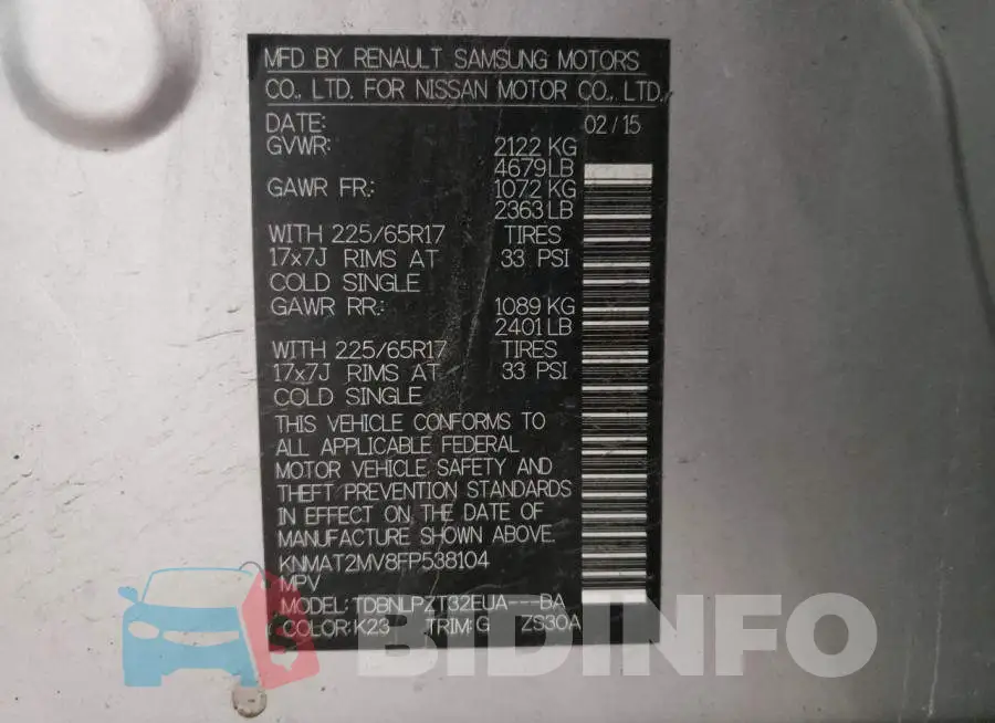 KNMAT2MV8FP538104 Photo# 13