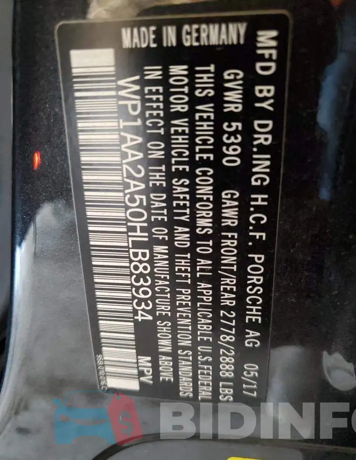 WP1AA2A50HLB83934 Photo# 12
