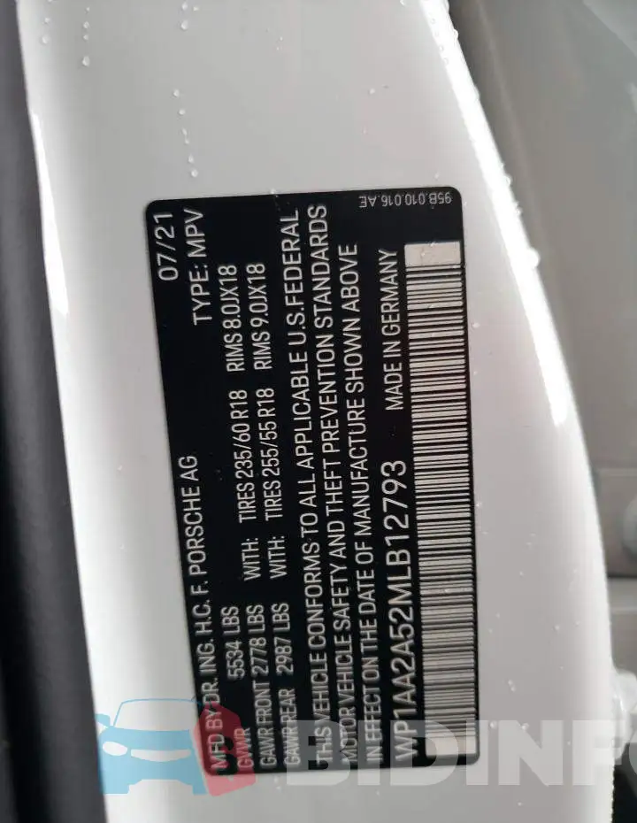 WP1AA2A52MLB12793 Photo# 14