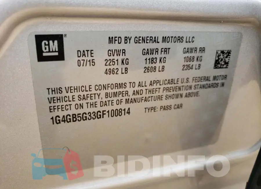 1G4GB5G33GF100814 Photo# 12