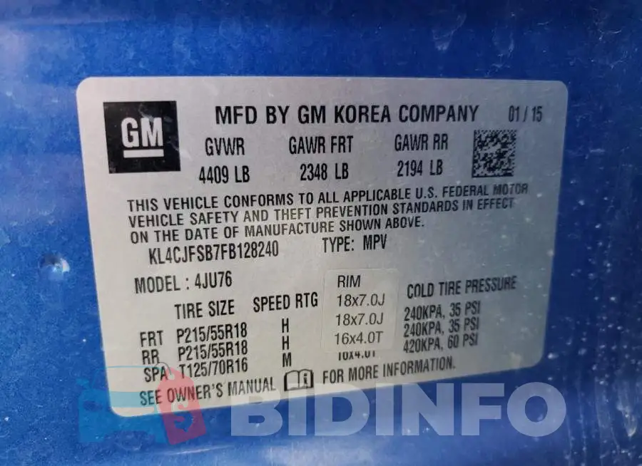 KL4CJFSB7FB128240 Photo# 12