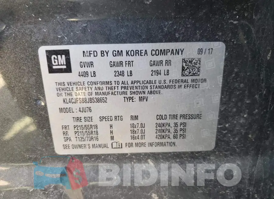 KL4CJFSB8JB538652 Photo# 13