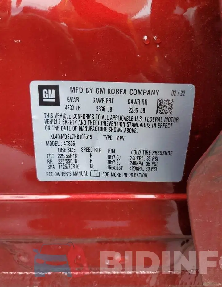 KL4MMDSL7NB106519 Photo# 14