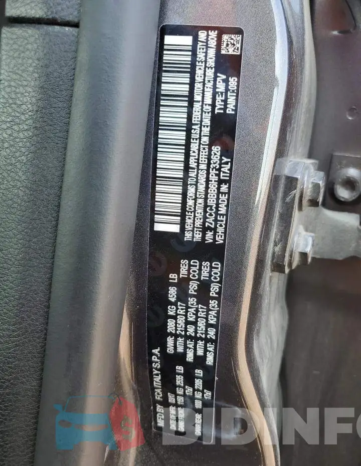 ZACCJBBB6HPF33626 Photo# 14