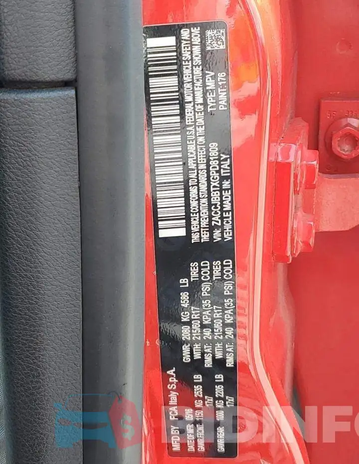 ZACCJBBTXGPD81809 Photo# 13