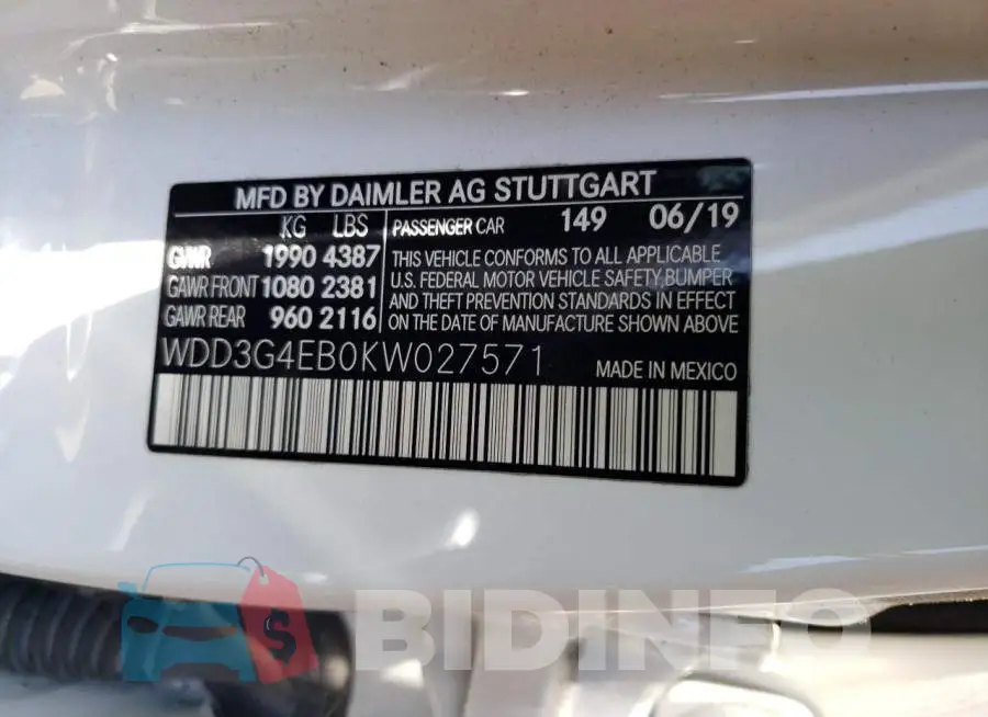 WDD3G4EB0KW027571 Photo# 13