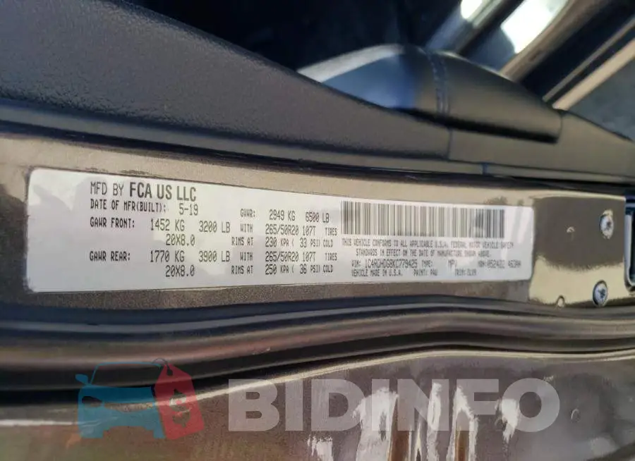 1C4RDHDG8KC779425 Photo# 13