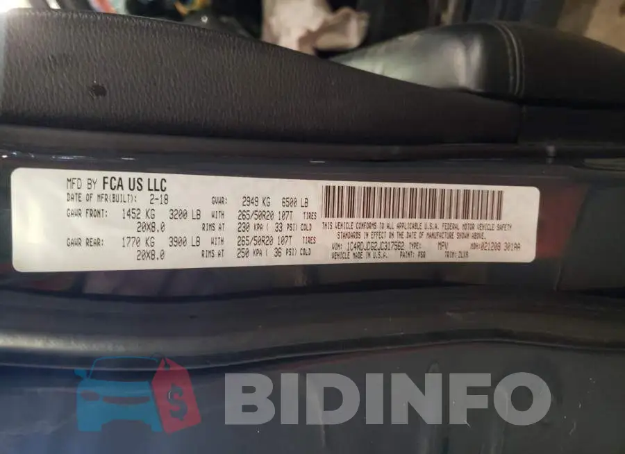 1C4RDJDG2JC317562 Photo# 13
