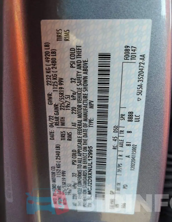 5LMCJ2D9XNUL12995 Photo# 12