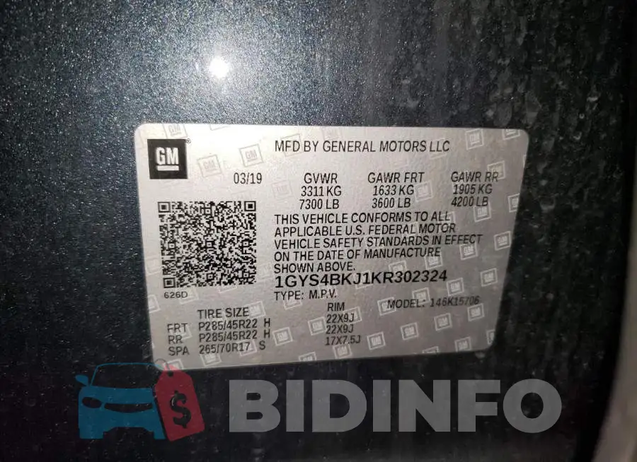1GYS4BKJ1KR302324 Photo# 14