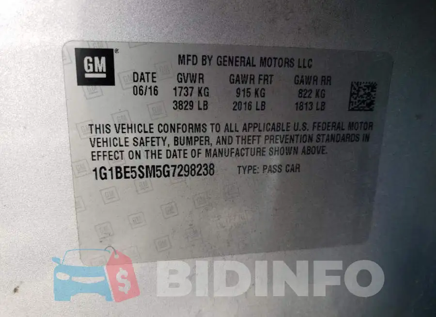 1G1BE5SM5G7298238 Photo# 12