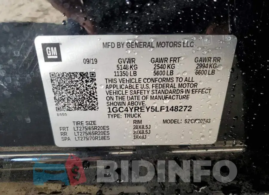 1GC4YREY5LF148272 Photo# 13