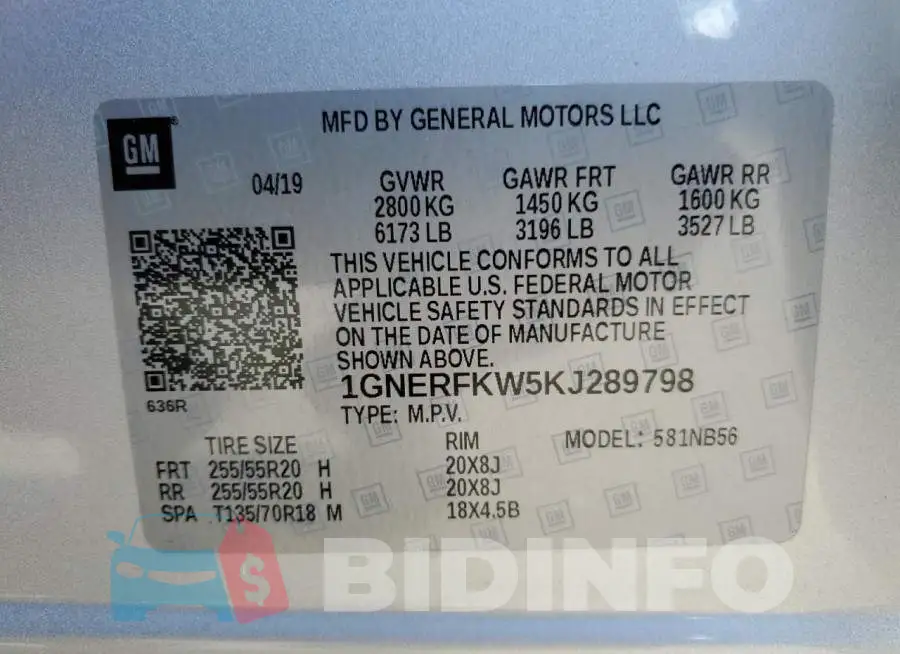 1GNERFKW5KJ289798 Photo# 14