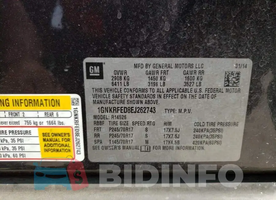 1GNKRFED8EJ262743 Photo# 13
