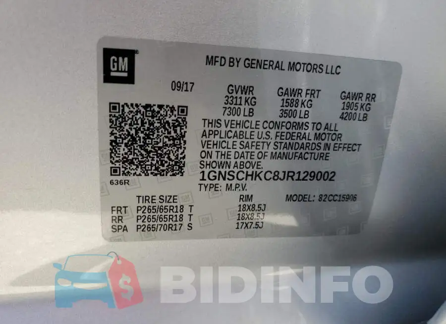 1GNSCHKC8JR129002 Photo# 13