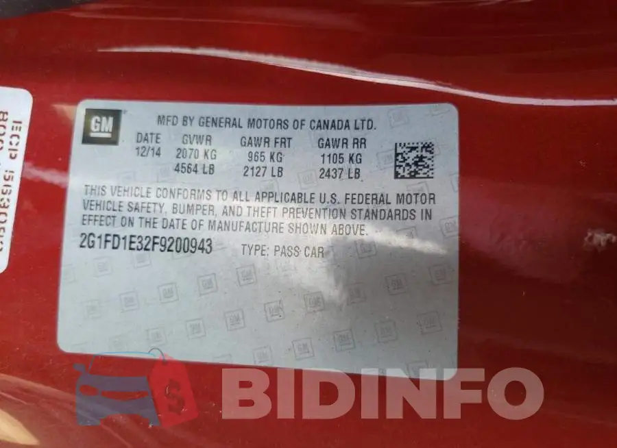 2G1FD1E32F9200943 Photo# 12