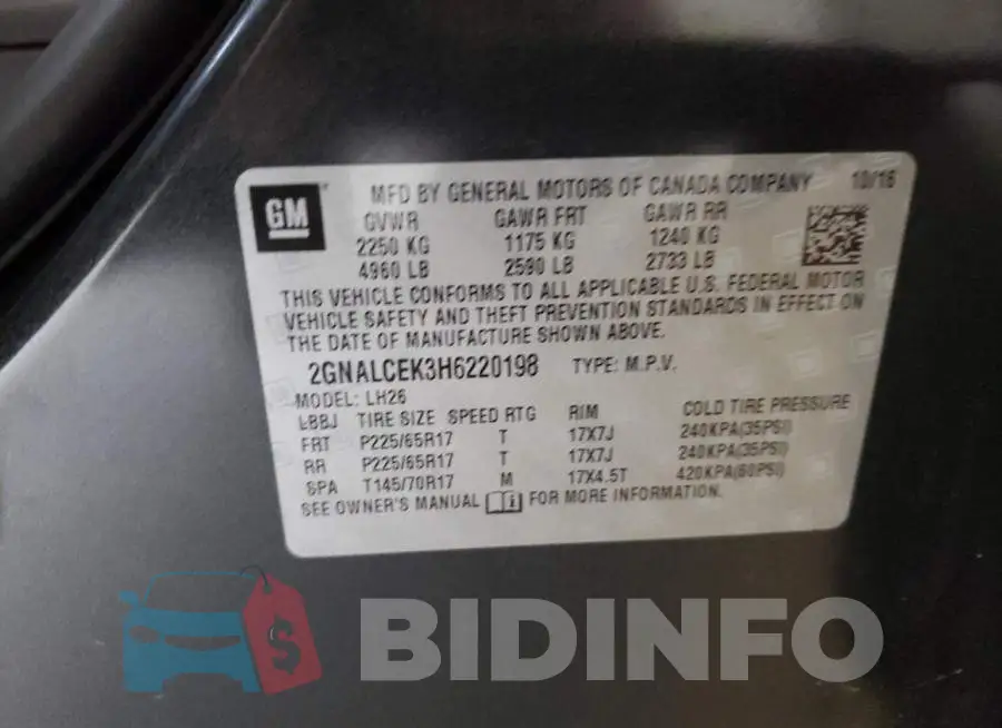 2GNALCEK3H6220198 Photo# 13