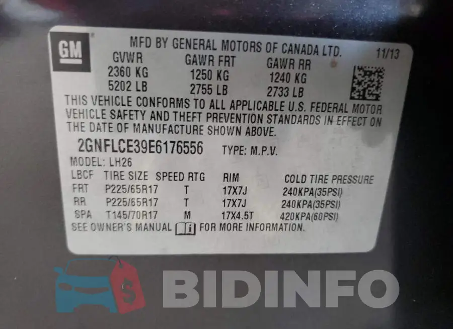 2GNFLCE39E6176556 Photo# 13