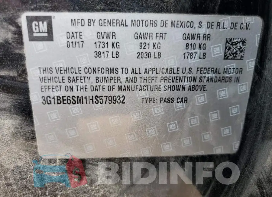3G1BE6SM1HS579932 Photo# 13