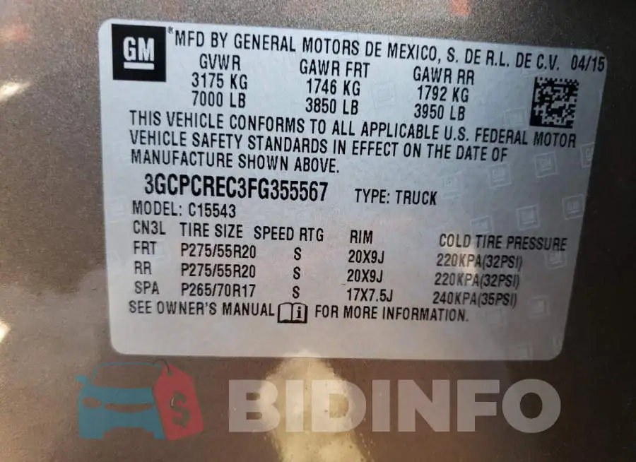 3GCPCREC3FG355567 Photo# 13
