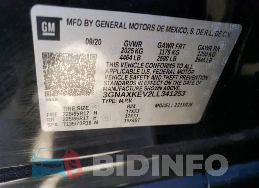 3GNAXKEV2LL341253 Photo# 12