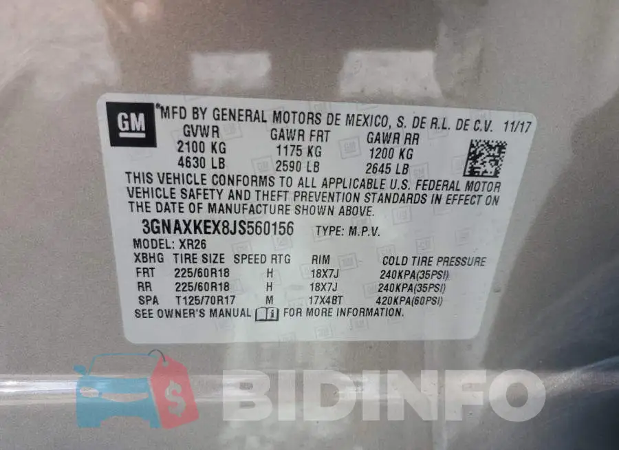 3GNAXKEX8JS560156 Photo# 13