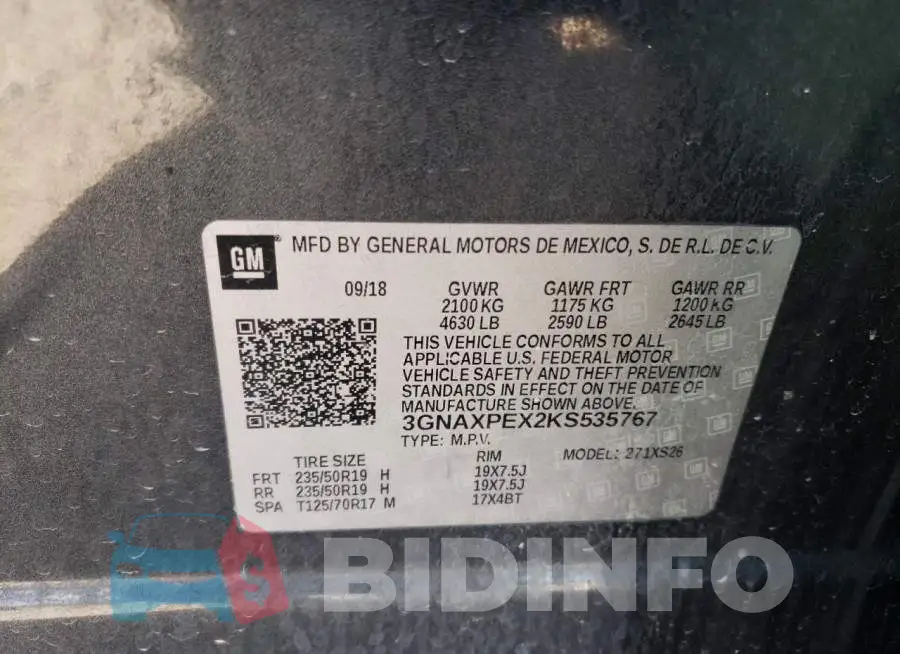 3GNAXPEX2KS535767 Photo# 12