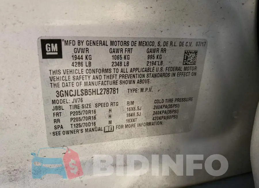 3GNCJLSB5HL278781 Photo# 10