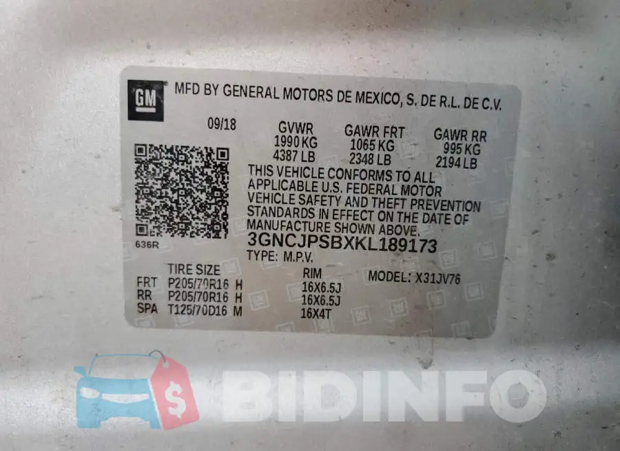 3GNCJPSBXKL189173 Photo# 12
