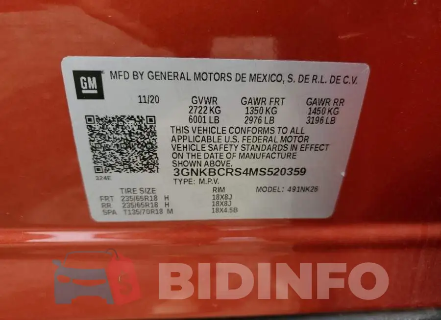 3GNKBCRS4MS520359 Photo# 13
