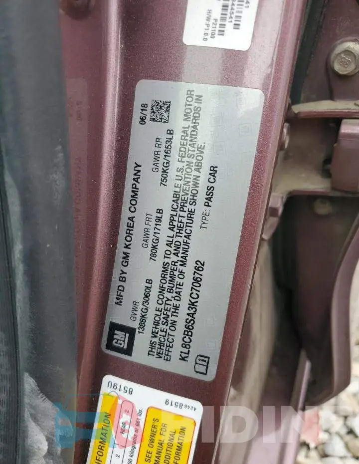 KL8CB6SA3KC706762 Photo# 12