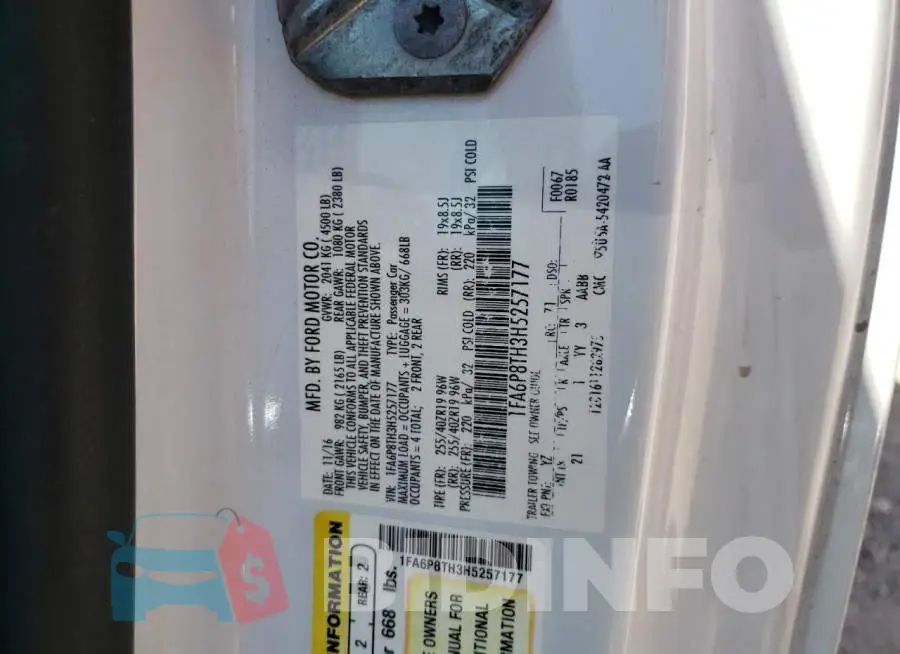1FA6P8TH3H5257177 Photo# 12