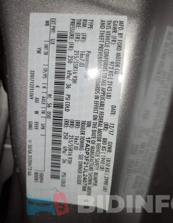 1FADP3F21JL240798 Photo# 12