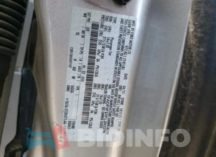 1FADP3F2XFL293376 Photo# 12
