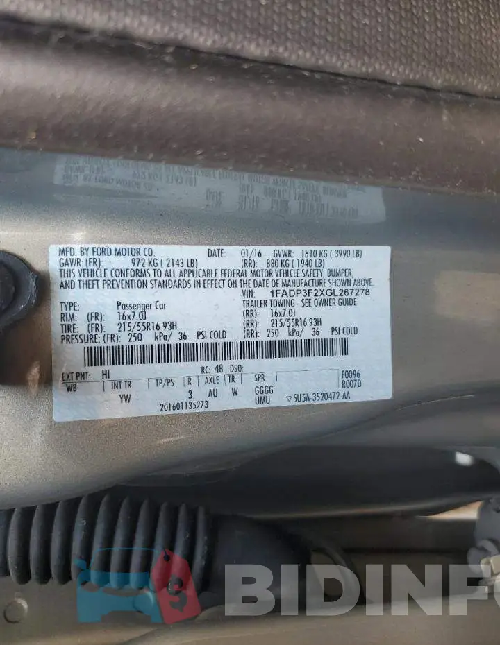 1FADP3F2XGL267278 Photo# 12