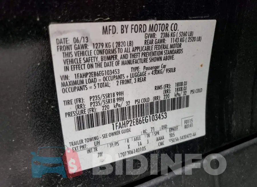 1FAHP2E86EG103453 Photo# 13