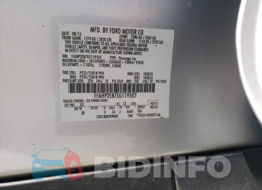 1FAHP2E87EG119502 Photo# 12