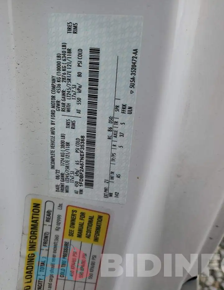 1FDBF2A67NEF35368 Photo# 12