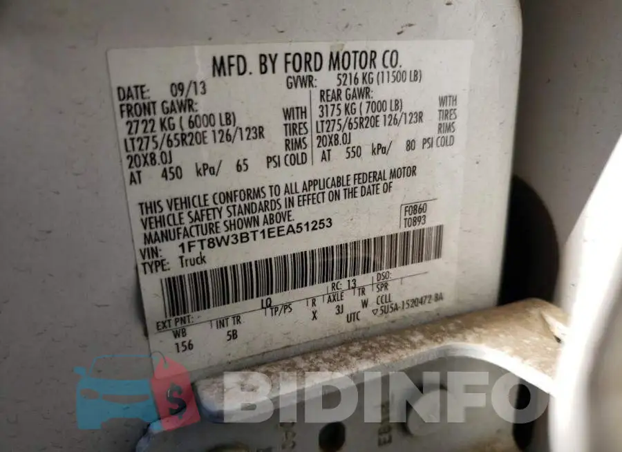 1FT8W3BT1EEA51253 Photo# 12